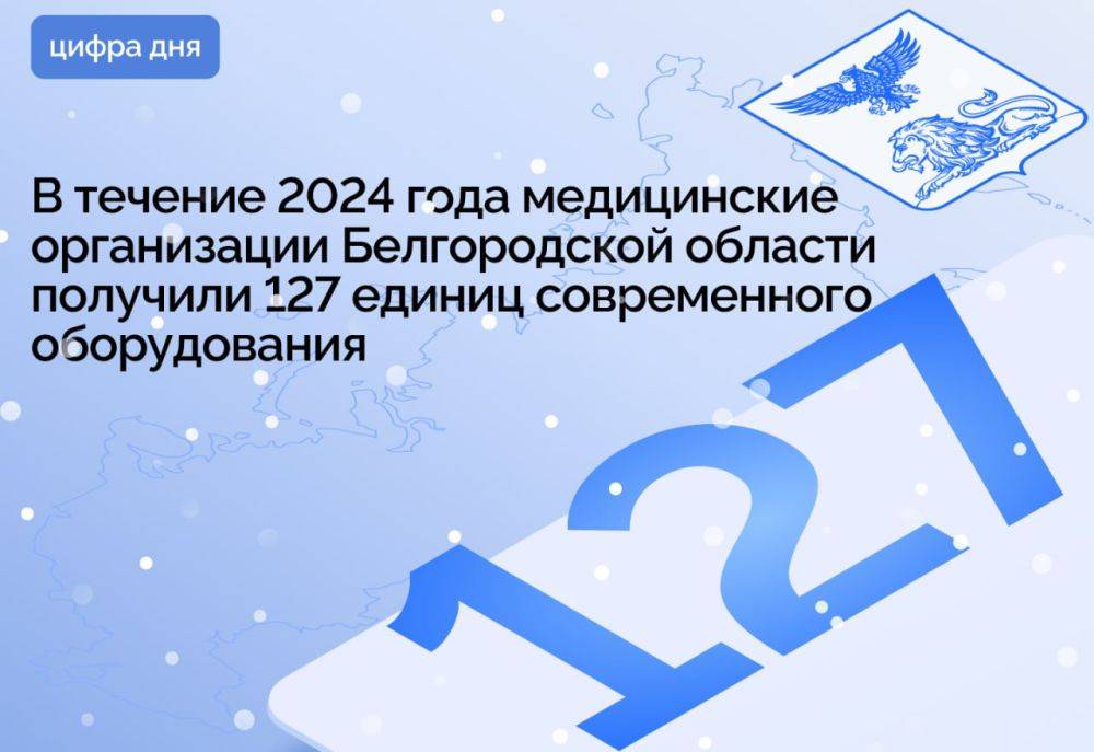 В течение 2024 года медицинские организации Белгородской области получили 127 единиц современного оборудования