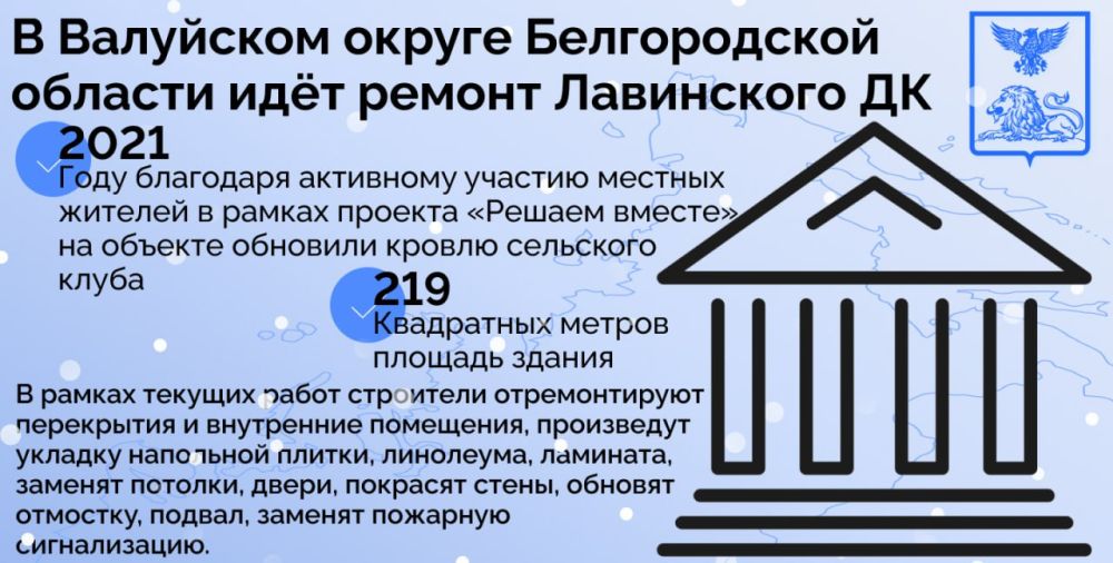 В Валуйском округе Белгородской области идёт ремонт Лавинского Дома культуры