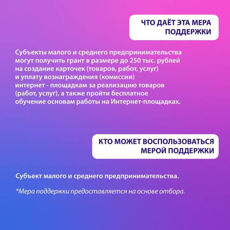 Мера поддержки для реализации товаров и услуг на Интернет-площадках снова доступна предпринимателям в новом году