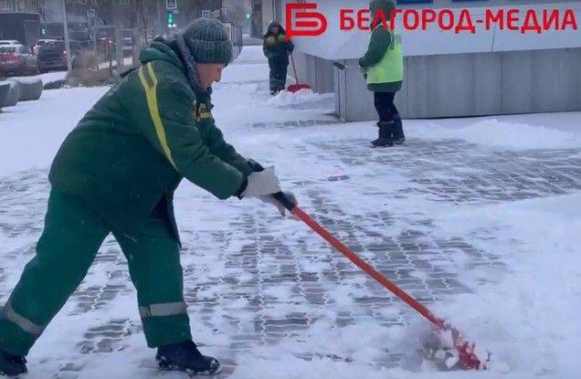 Белгородские коммунальщики очищают тротуары и дороги от снега